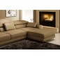 Canapé d'angle en cuir italien haut de gamme 5 places SUEDE, marron, angle droit