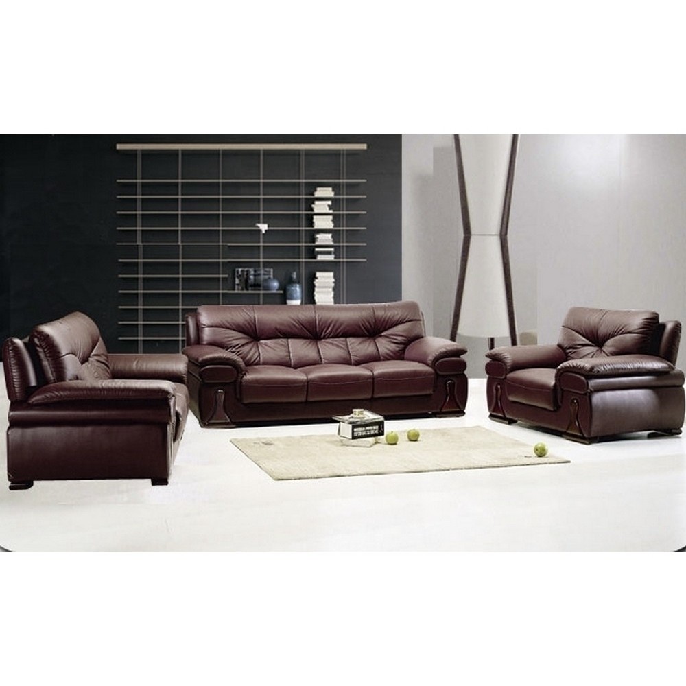 Ensemble oxford 3 pièces: composé d'un canapé 3 places + 2 places + fauteuil en cuir luxe italien vachette, chocolat