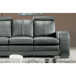 Ensemble composé d'un canapé 3 places et d'un canapé 2 places cuir luxe italien, AVEC UN POUF REPOSE PIED OFFERT, ROSSO, gris fo