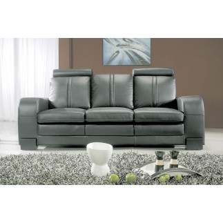 Ensemble composé d'un canapé 3 places et d'un canapé 2 places cuir luxe italien, AVEC UN POUF REPOSE PIED OFFERT, ROSSO, gris fo