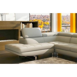 Canapé d'angle en cuir italien 6 places BIRKIN, couleur ivoire, angle gauche