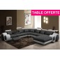 Canapé d'angle en cuir italien 8 places carlton, gris foncé et blanc - Table ronde offerte, angle gauche