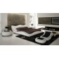 Lit en cuir italien de luxe LUXEN, blanc liseret chocolat, 140x190, en stock