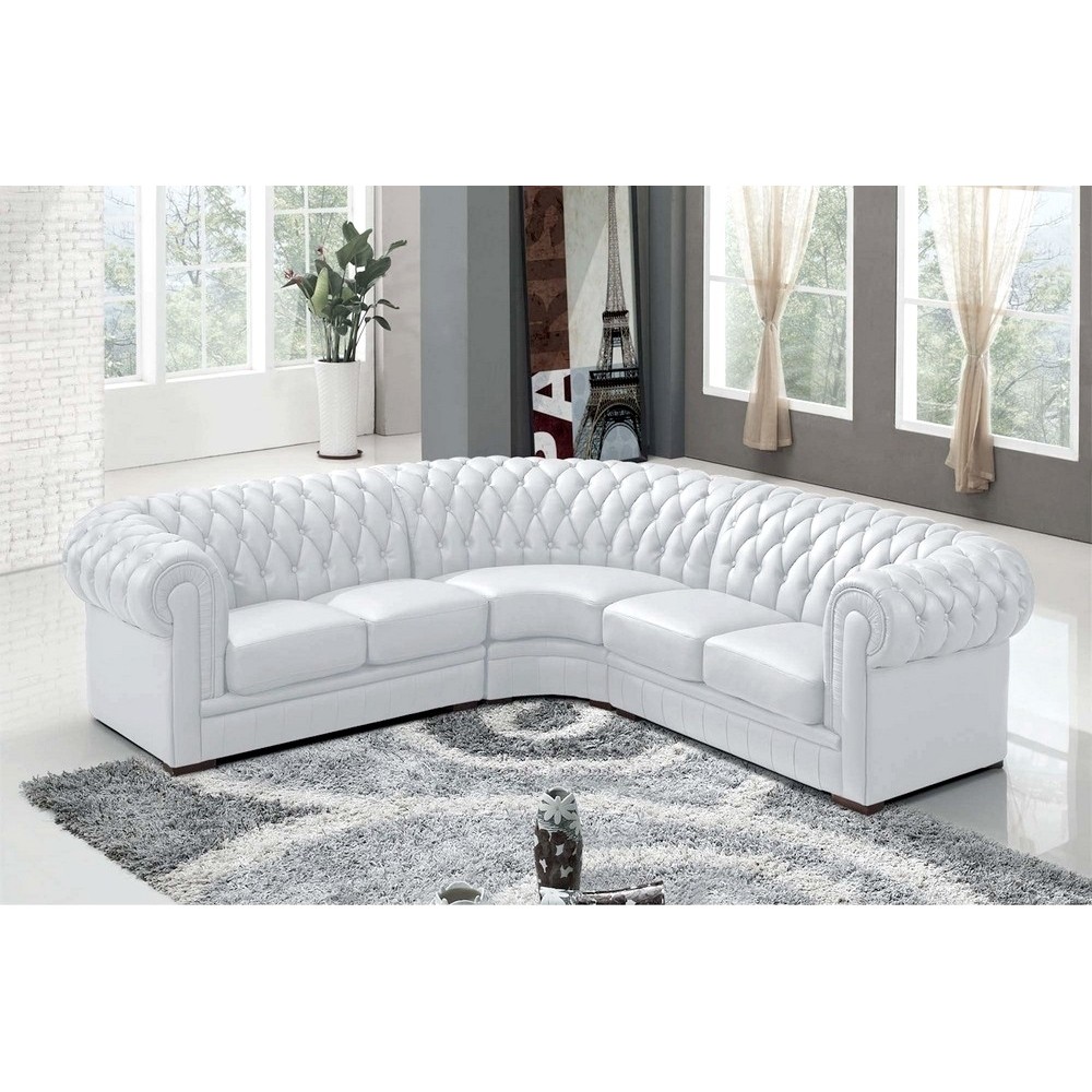 Canapé d'angle en cuir italien 6/7 places BIJOU, couleur: BLANC