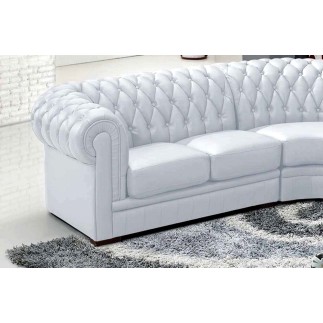 Canapé d'angle en cuir italien 6/7 places BIJOU, couleur: BLANC