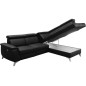 Canapé d'angle en cuir italien de luxe 5/6 places avec relax électrique et coffre, LINCOLN, noir, angle droit