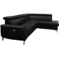 Canapé d'angle en cuir italien de luxe 5/6 places avec relax électrique et coffre, LINCOLN, noir, angle droit