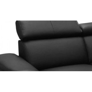 Canapé d'angle en cuir italien de luxe 5/6 places avec relax électrique et coffre, LINCOLN, noir, angle droit