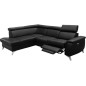 - Canapé d'angle en cuir italien de luxe 5/6 places avec relax électrique et coffre, LINCOLN, noir, angle gauche