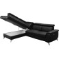 - Canapé d'angle en cuir italien de luxe 5/6 places avec relax électrique et coffre, LINCOLN, noir, angle gauche