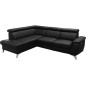 - Canapé d'angle en cuir italien de luxe 5/6 places avec relax électrique et coffre, LINCOLN, noir, angle gauche