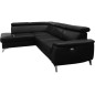 - Canapé d'angle en cuir italien de luxe 5/6 places avec relax électrique et coffre, LINCOLN, noir, angle gauche