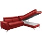 Canapé d'angle en cuir italien de luxe 5/6 places avec relax électrique et coffre, LINCOLN, rouge foncé, angle droit