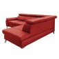Canapé d'angle en cuir italien de luxe 5/6 places avec relax électrique et coffre, LINCOLN, rouge foncé, angle droit