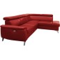 Canapé d'angle en cuir italien de luxe 5/6 places avec relax électrique et coffre, LINCOLN, rouge foncé, angle droit