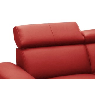 Canapé d'angle en cuir italien de luxe 5/6 places avec relax électrique et coffre, LINCOLN, rouge foncé, angle droit