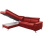 Canapé d'angle en cuir italien de luxe 5/6 places avec relax électrique et coffre, LINCOLN, rouge foncé, angle gauche