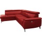 Canapé d'angle en cuir italien de luxe 5/6 places avec relax électrique et coffre, LINCOLN, rouge foncé, angle gauche