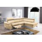 Canapé d'angle en cuir italien de luxe 5/6 places avec relax électrique et coffre, LINCOLN, beige, angle droit