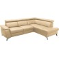 Canapé d'angle en cuir italien de luxe 5/6 places avec relax électrique et coffre, LINCOLN, beige, angle droit