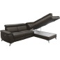 Canapé d'angle en cuir italien de luxe 5/6 places avec relax électrique et coffre, LINCOLN, chocolat, angle droit