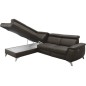 Canapé d'angle en cuir italien de luxe 5/6 places avec relax électrique et coffre, LINCOLN, chocolat, angle gauche
