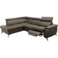 Canapé d'angle en cuir italien de luxe 5/6 places avec relax électrique et coffre, LINCOLN, TAUPE, angle gauche