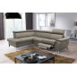 Canapé d'angle en cuir italien de luxe 5/6 places avec relax électrique et coffre, LINCOLN, TAUPE, angle gauche