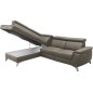 Canapé d'angle en cuir italien de luxe 5/6 places avec relax électrique et coffre, LINCOLN, TAUPE, angle gauche