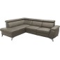 Canapé d'angle en cuir italien de luxe 5/6 places avec relax électrique et coffre, LINCOLN, TAUPE, angle gauche