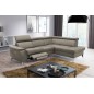 Canapé d'angle en cuir italien de luxe 5/6 places avec relax électrique et coffre, LINCOLN, taupe, angle droit
