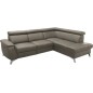Canapé d'angle en cuir italien de luxe 5/6 places avec relax électrique et coffre, LINCOLN, taupe, angle droit