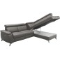 Canapé d'angle en cuir italien de luxe 5/6 places avec relax électrique et coffre, LINCOLN, gris foncé, angle droit