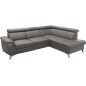 Canapé d'angle en cuir italien de luxe 5/6 places avec relax électrique et coffre, LINCOLN, gris foncé, angle droit