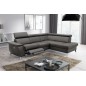 Canapé d'angle en cuir italien de luxe 5/6 places avec relax électrique et coffre, LINCOLN, gris foncé, angle droit