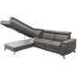 Canapé d'angle en cuir italien de luxe 5/6 places avec relax électrique et coffre, LINCOLN, gris foncé, angle gauche