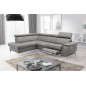 Canapé d'angle en cuir italien de luxe 5/6 places avec relax électrique et coffre, LINCOLN, gris foncé, angle gauche