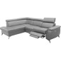 Canapé d'angle en cuir italien de luxe 5/6 places avec relax électrique et coffre, LINCOLN, gris clair, angle gauche