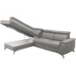 Canapé d'angle en cuir italien de luxe 5/6 places avec relax électrique et coffre, LINCOLN, gris clair, angle gauche