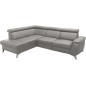 Canapé d'angle en cuir italien de luxe 5/6 places avec relax électrique et coffre, LINCOLN, gris clair, angle gauche