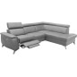 Canapé d'angle en cuir italien de luxe 5/6 places avec relax électrique et coffre, LINCOLN, gris clair, angle droit