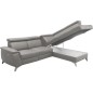 Canapé d'angle en cuir italien de luxe 5/6 places avec relax électrique et coffre, LINCOLN, gris clair, angle droit