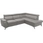 Canapé d'angle en cuir italien de luxe 5/6 places avec relax électrique et coffre, LINCOLN, gris clair, angle droit