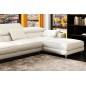 Canapé d'angle en cuir italien 5 places SUEDE, blanc, droit