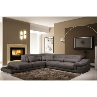 2eme paiement de la commande: Canapé d'angle en cuir italien 6 places belino, gris foncé, 6x sans frais, total de la commande: 2