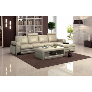 2eme paiement de la commande: Canapé d'angle en cuir italien 5 places romana, gris clair, angle droit, 6x sans frais, total de l