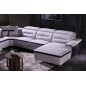 Canapé d'angle relax électrique en cuir buffle italien de luxe: COMBIRELAX, blanc et noir , angle gauche., TABLE OFFERTE, 7/8 pl
