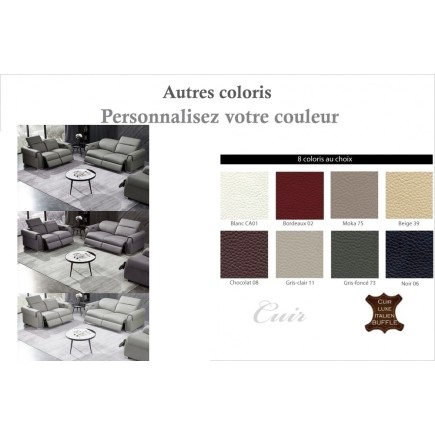 1er paiement de la commande: Ensemble avec 4 relax électriques, canapé 3 places et 2 places en cuir italien buffle toprelax, 6x