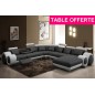 Canapé d'angle en cuir italien 8 places carlton, gris foncé et blanc - Table ronde offerte, angle gauche