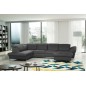 Canapé d'angle en 100% tout cuir italien de luxe 8 places convertible et coffre, DENY, gris foncé, angle gauche